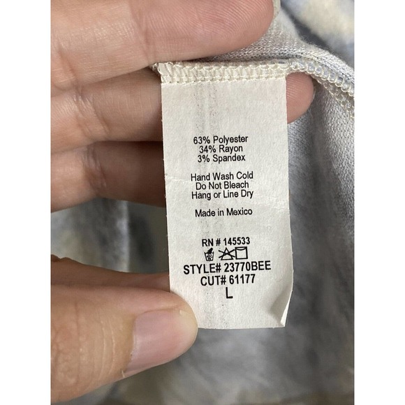 W5 Long Sleeve Soft Fleece Top Gray Tie Dye Puff Sleeve Pullover Sz L New - Picture 4 of 5